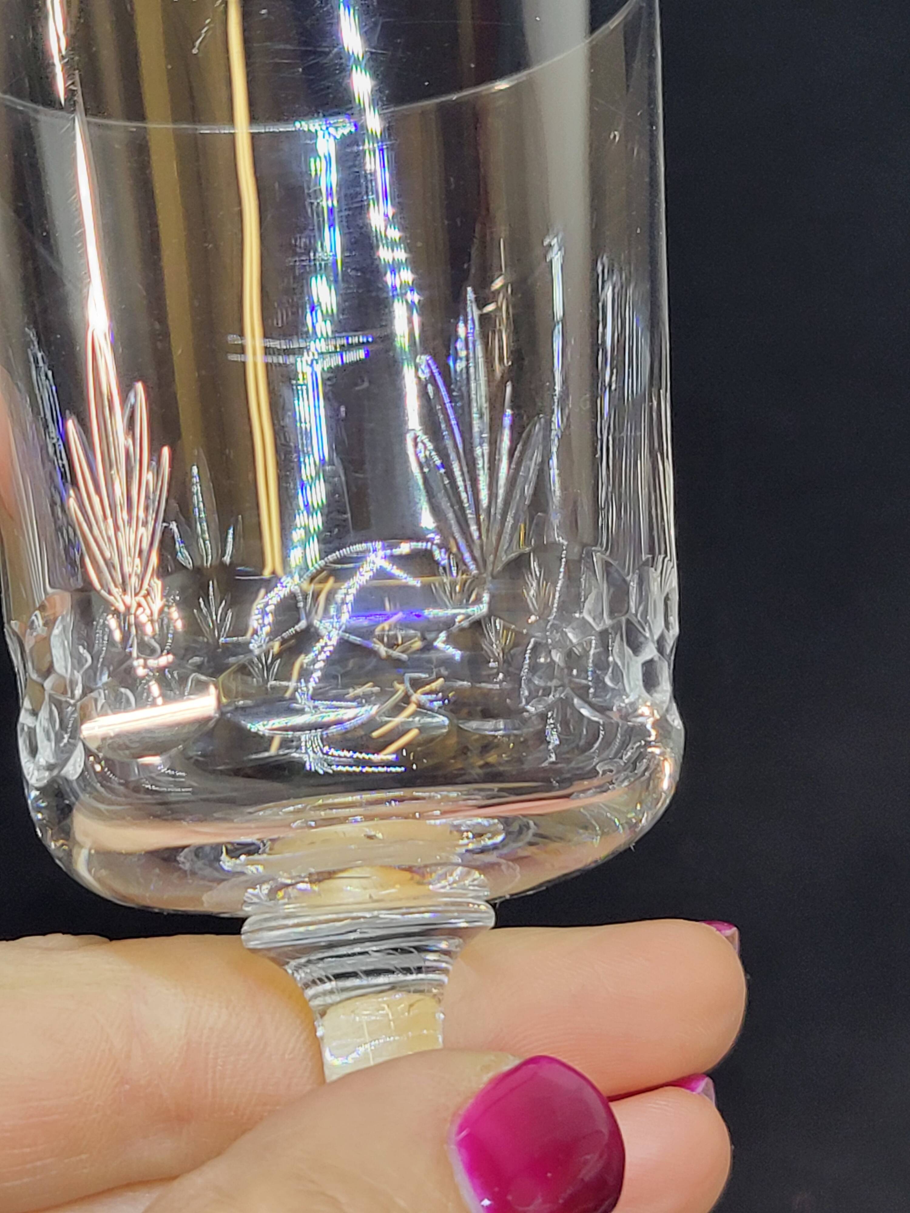 8 antique baccarat crystal wine glasses cut engraved 10742