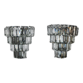 Paire d'appliques kinkeldey, 4 niveaux, cristaux taillés allemagne, 1970