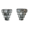 Pair of kinkeldey wall lamps, 4 levels, cut crystals germany, 1970