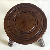 Tripod stool in turned solid wood – 80s/90s
