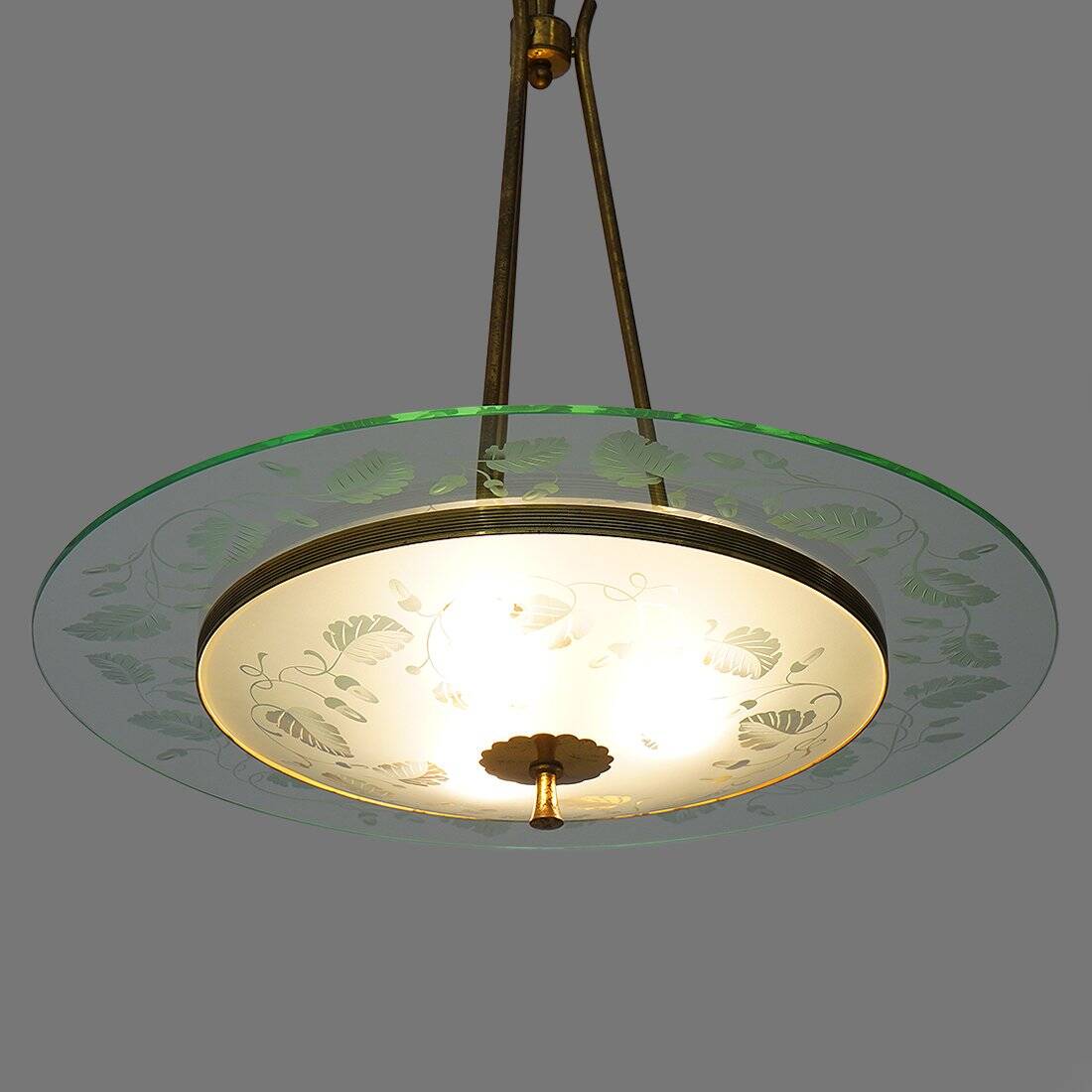 Brass and glass chandelier, 1950s