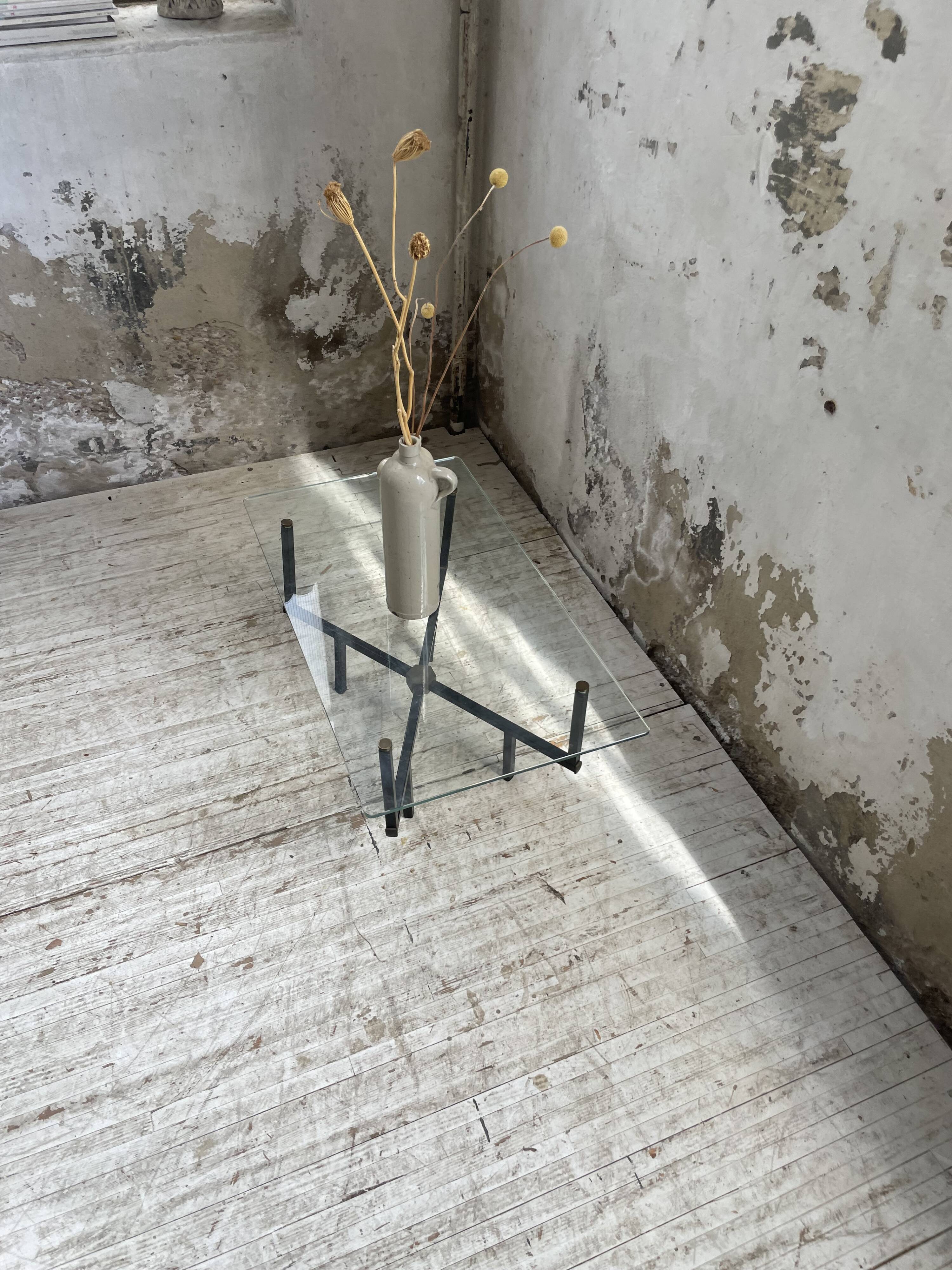 60s glass coffee table
