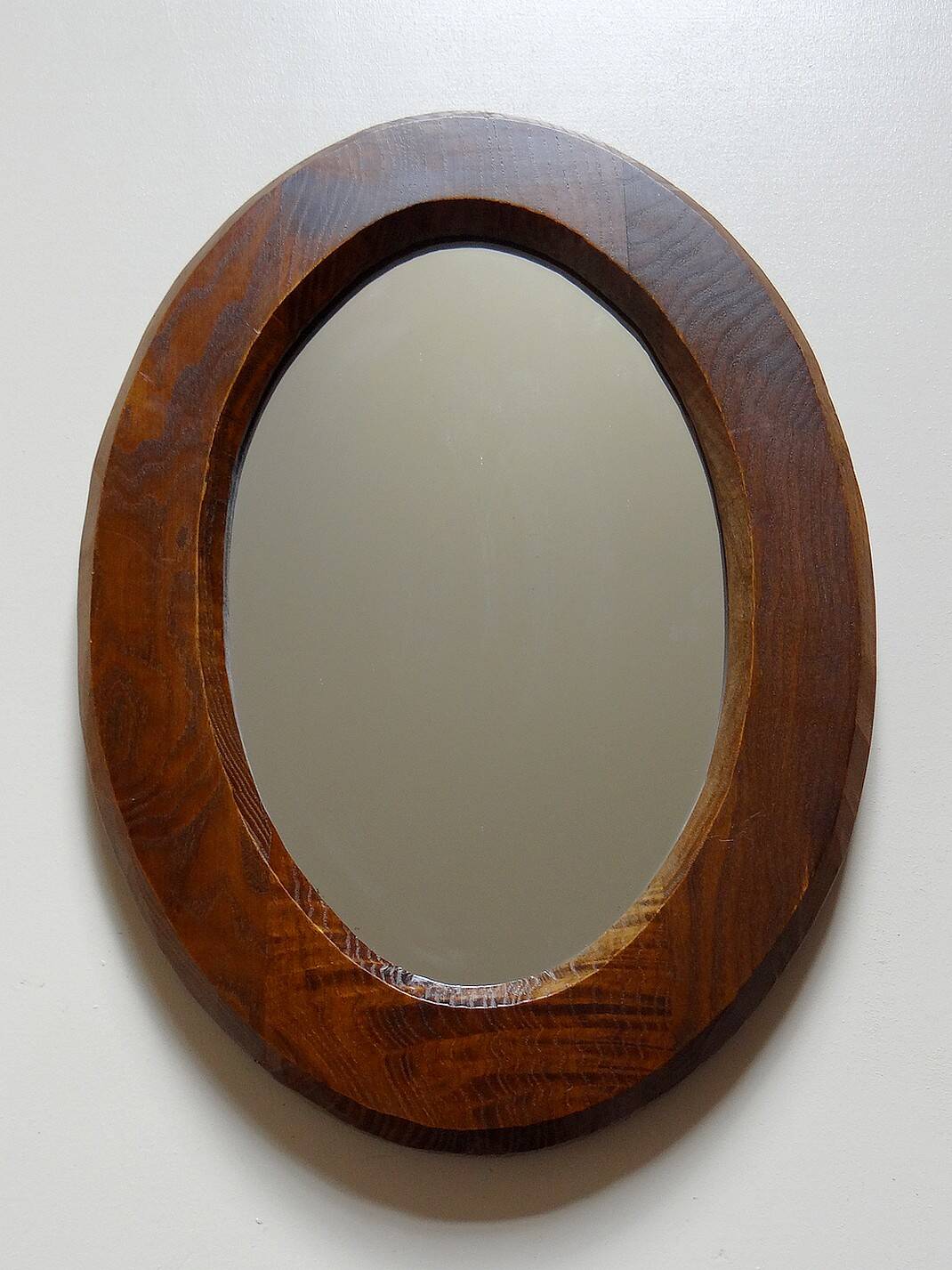 Vintage oval wooden mirror