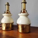 Pair of vintage brass and ceramic lamps