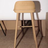 Oak seating height stool 75cm