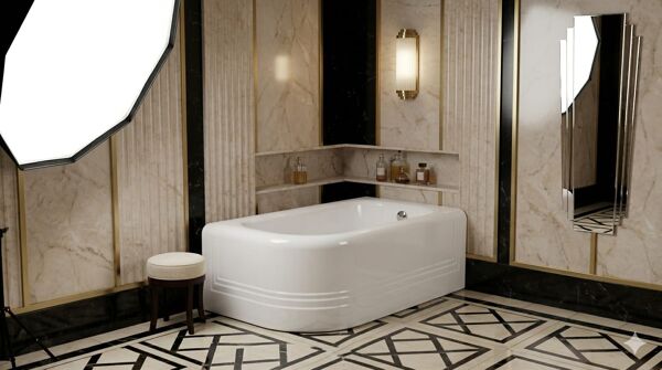 Baignoire Art Deco 1930 et vidoir