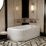 Art Deco bathtub from the 1930s and washbasin.
