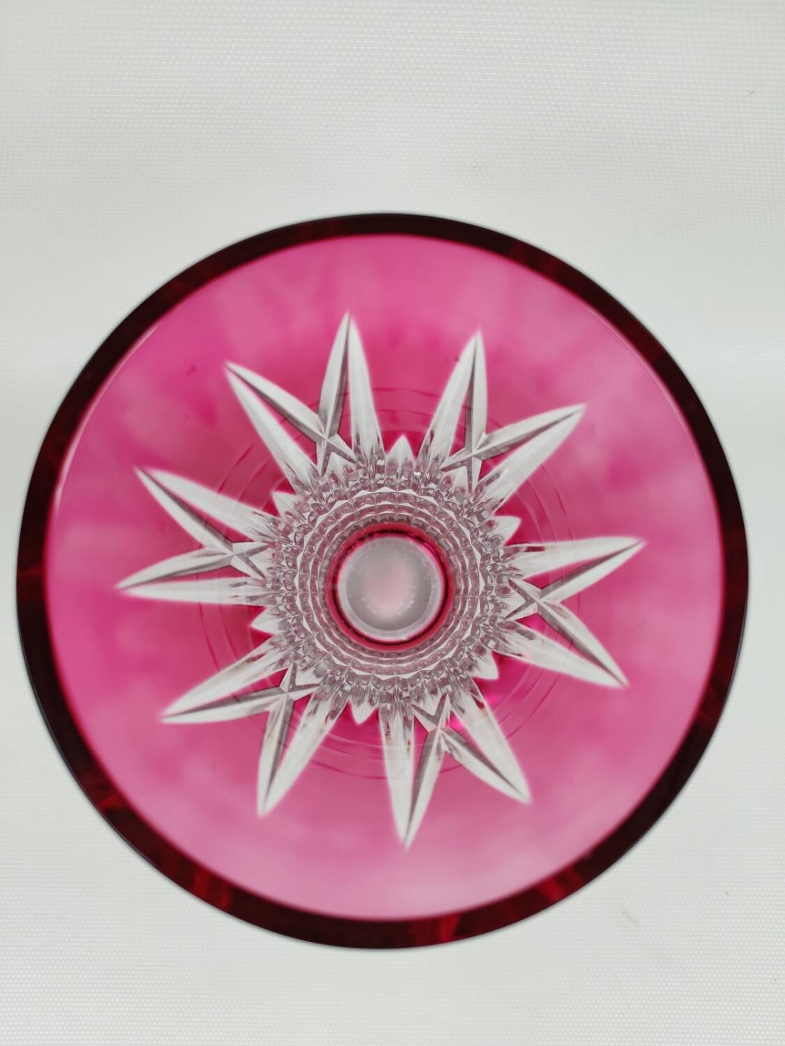 Pink crystal vase from Val Saint Lambert. Circa 1960.