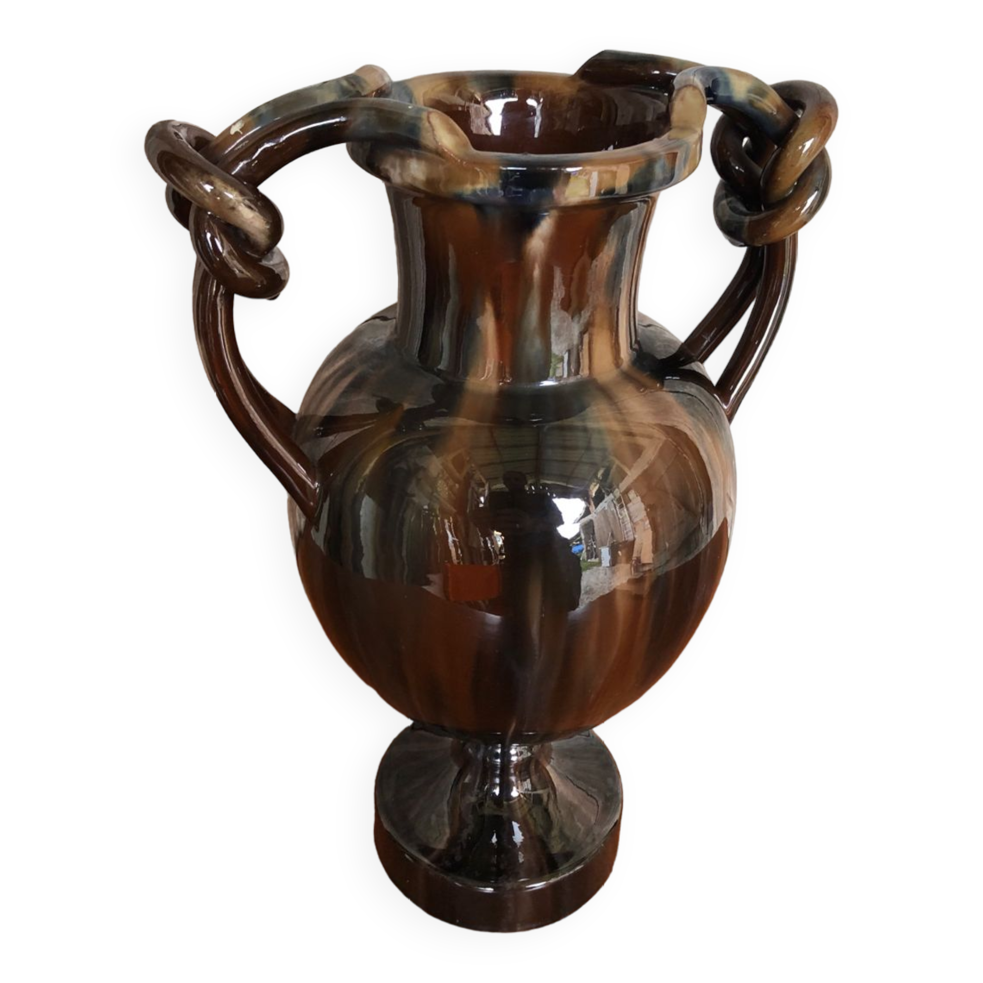 baluster vase jérôme massier de vallauris glazed terracotta
