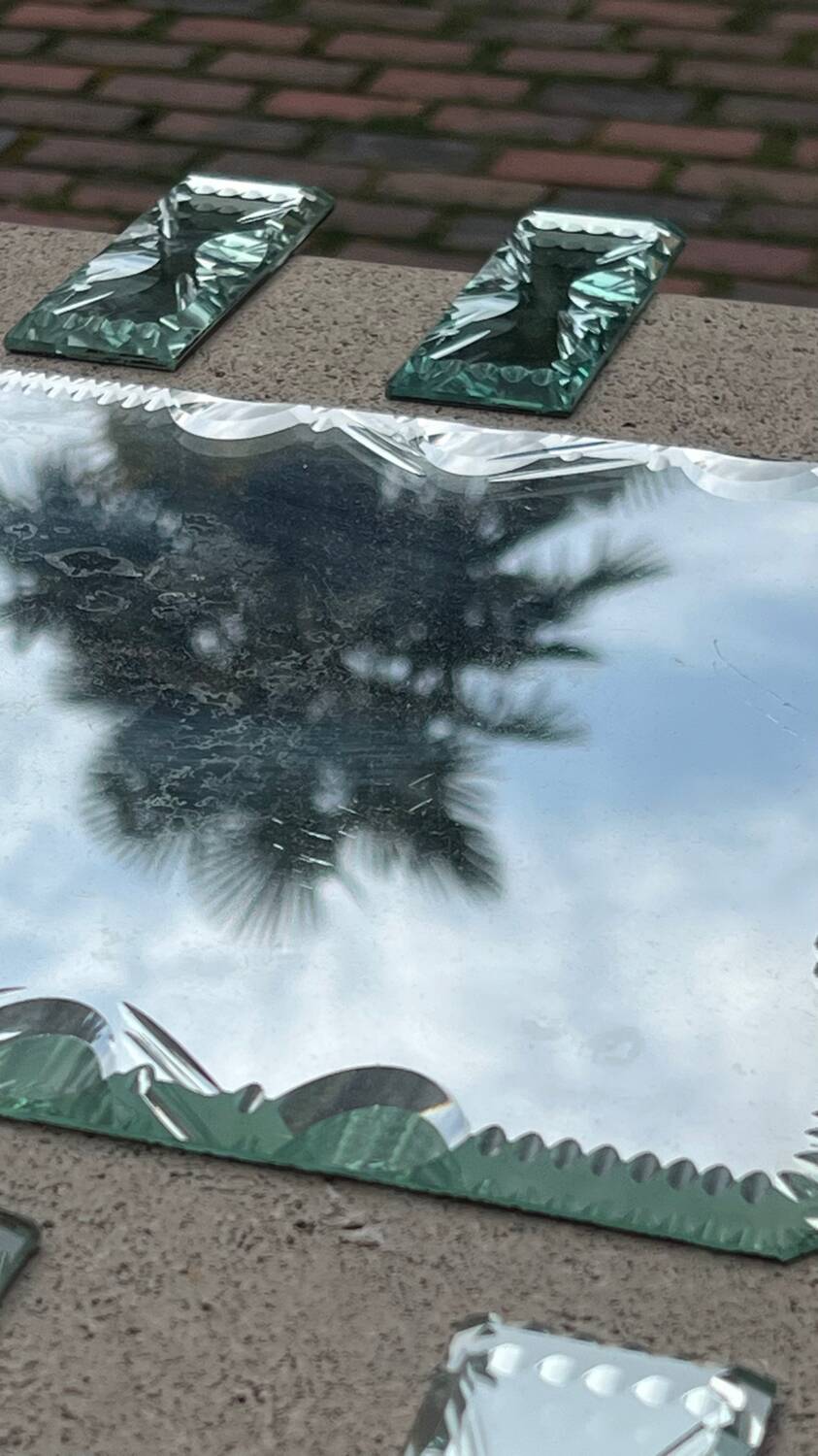 Beveled mirror glass - knife holders bottle coasters