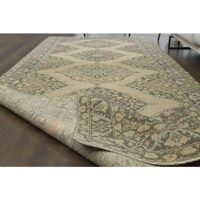 1970s Vintage Turkish Oushak Handmade Wool Cotton Orange Runner Rug 147x386