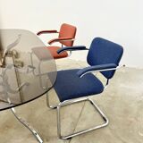 Paire fauteuils Marcel Breuer B64 Knoll tissu bleu