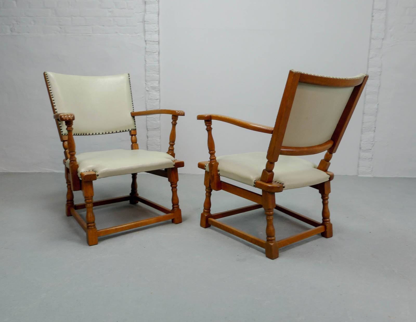 Set of 4 Dutch Design Oakwood Arm Chairs by Theo Ruth for Artifort, 1950s