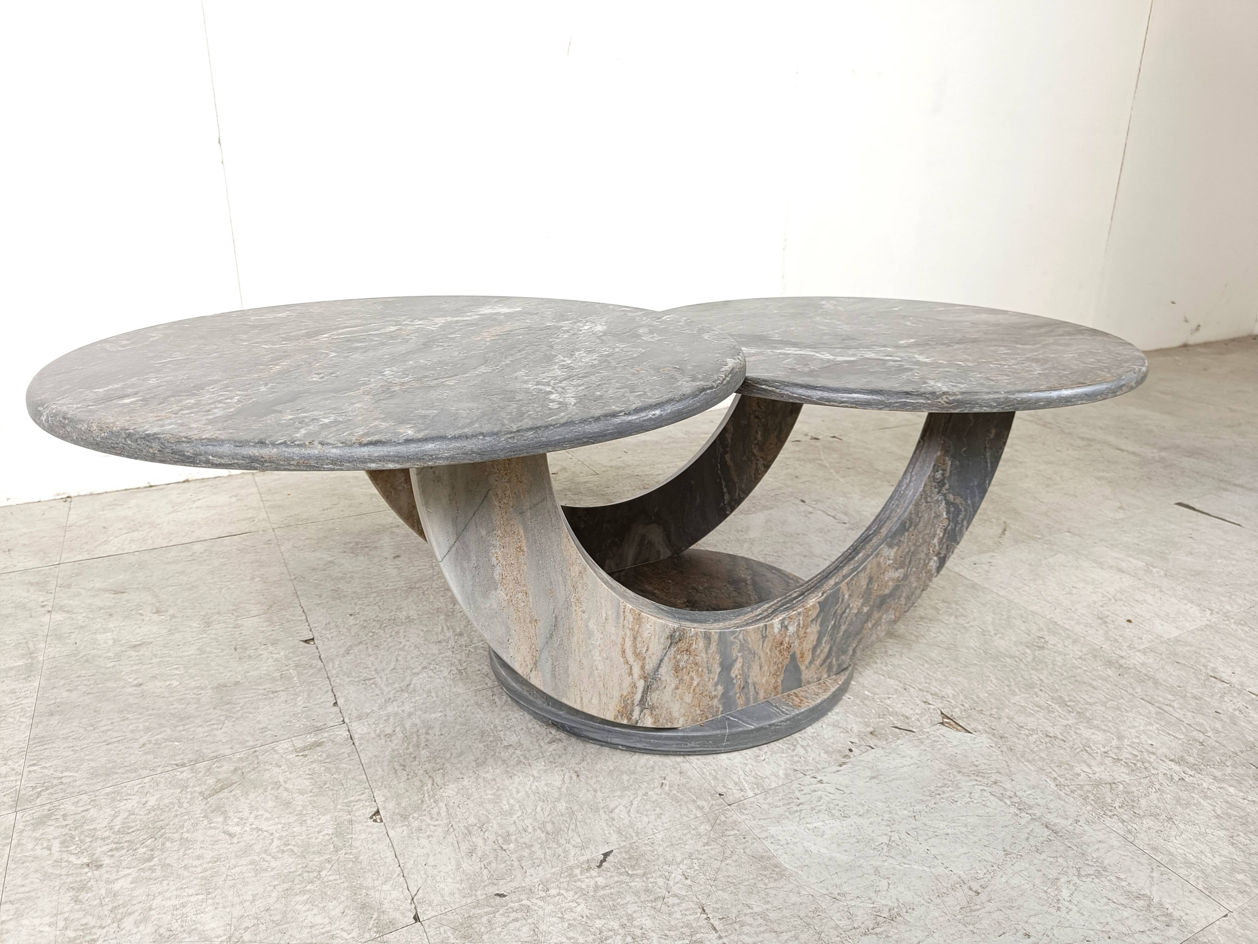 Vintage two tier marble coffee table, 1970s