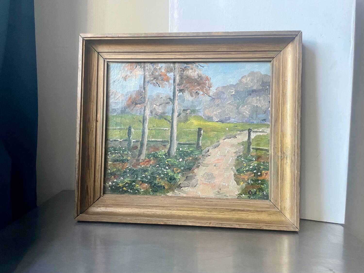 Vintage Landscape oil on canvas With Wooden frame