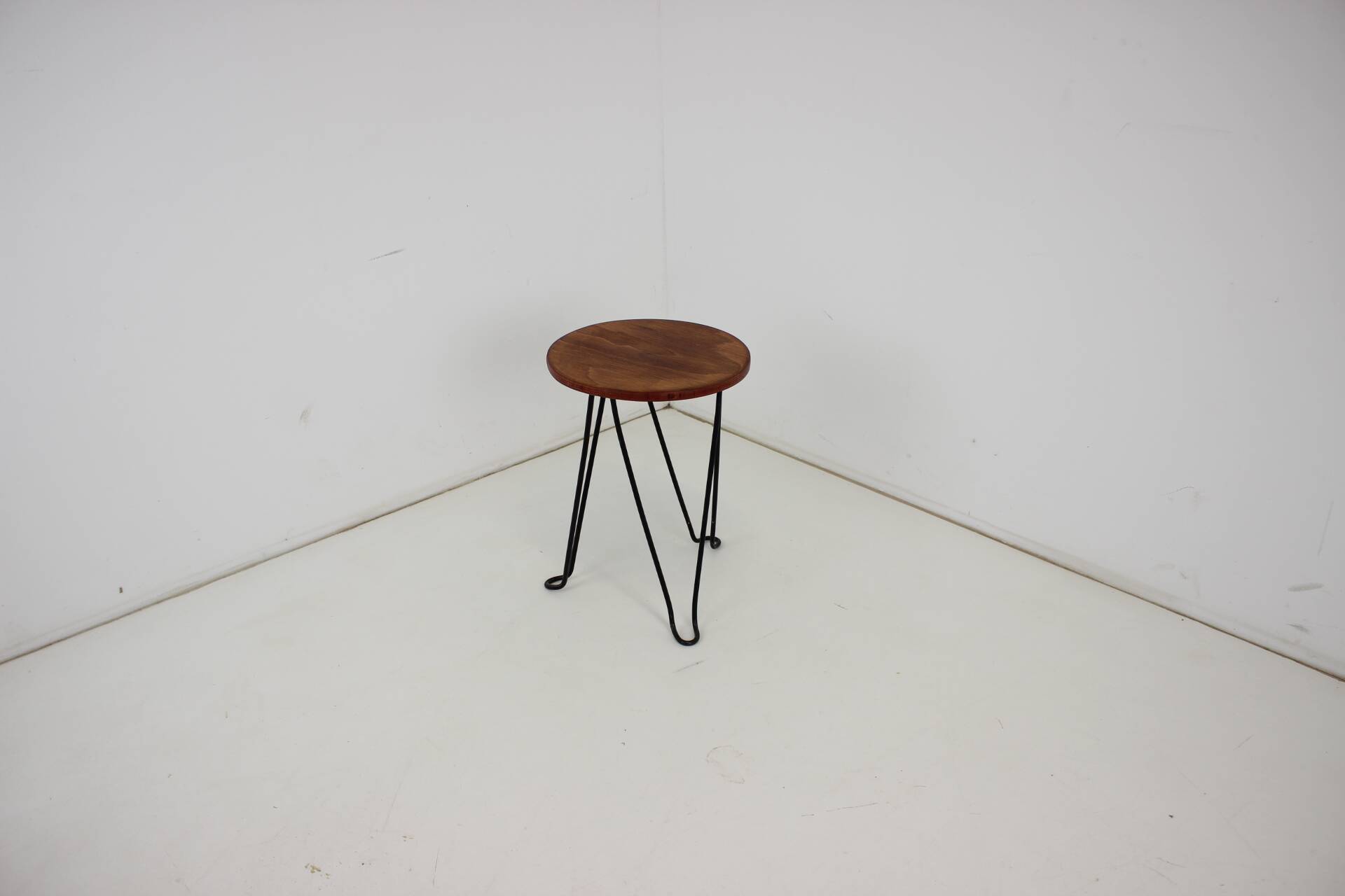 Tabouret en bois et métal, Tchécoslovaquie 1950