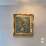 Old painting, still life with wild flowers signed Massard XX century