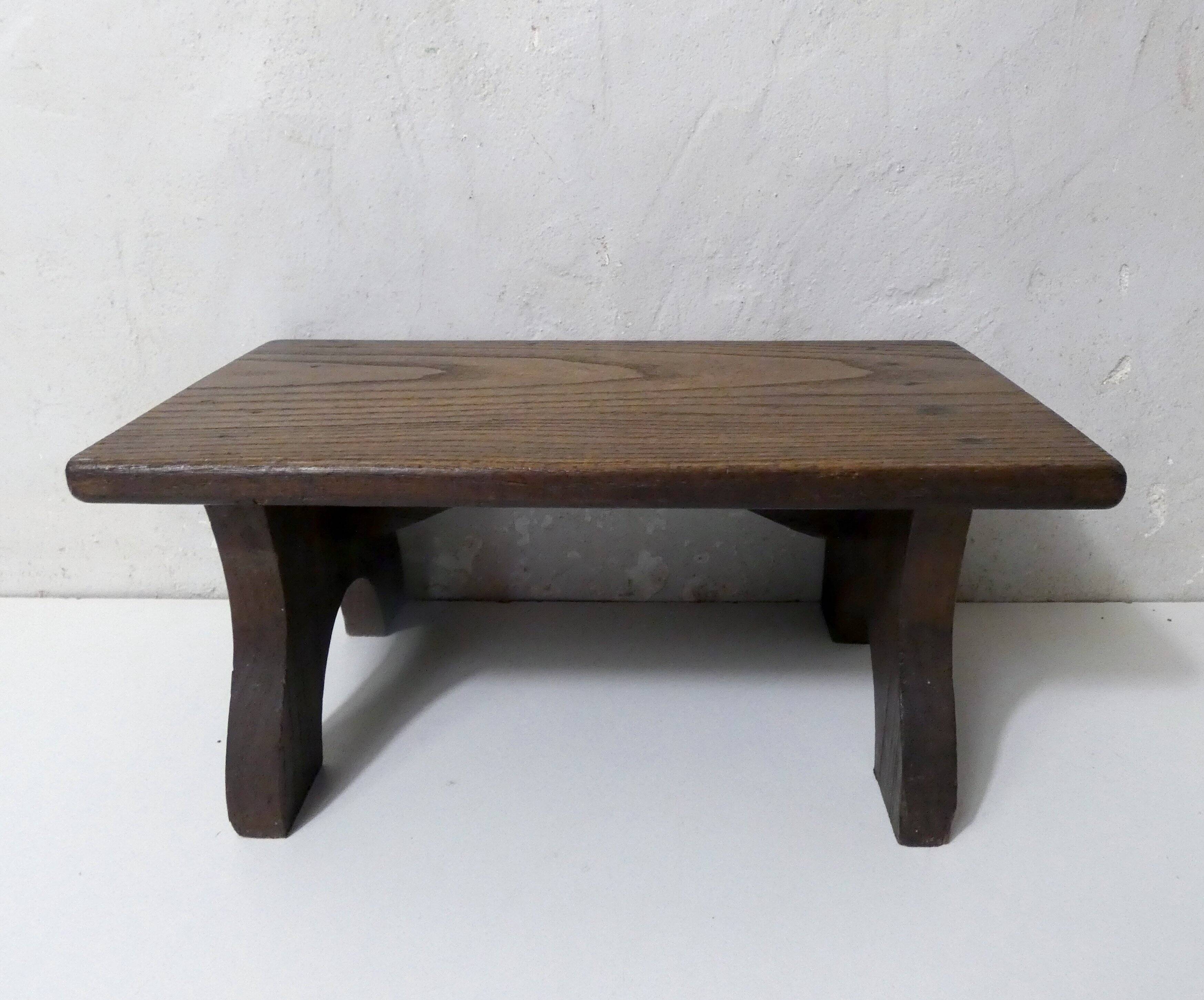 old small solid oak bench vintage step stool
