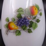Pitcher or broc in opaline Arcopal fruit décor 1970