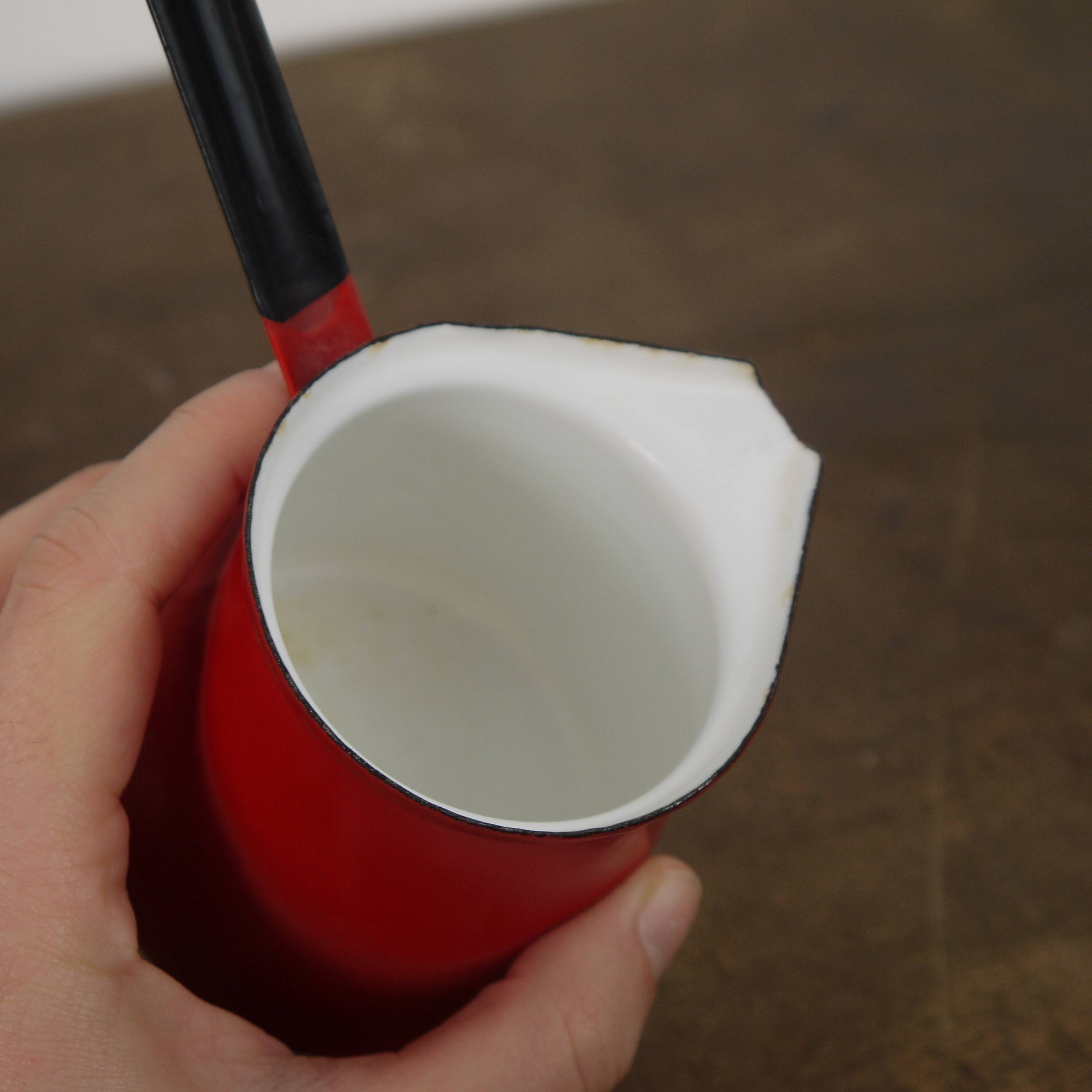 Turkish coffee maker in red enamel