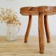 Brutalist tripod stool - solid wood - elm
