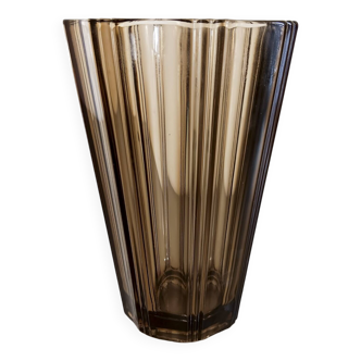 Brown glass vase, vintage art deco style.