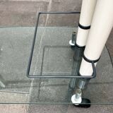 Postmodern Italian bar cart in glass and metal by Metalnova, 1980s.