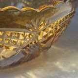 Vintage pressed glass salad bowl amber Belgium - Art Deco style