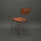 6 caramel-colored formica chairs, vintage wood, 50s