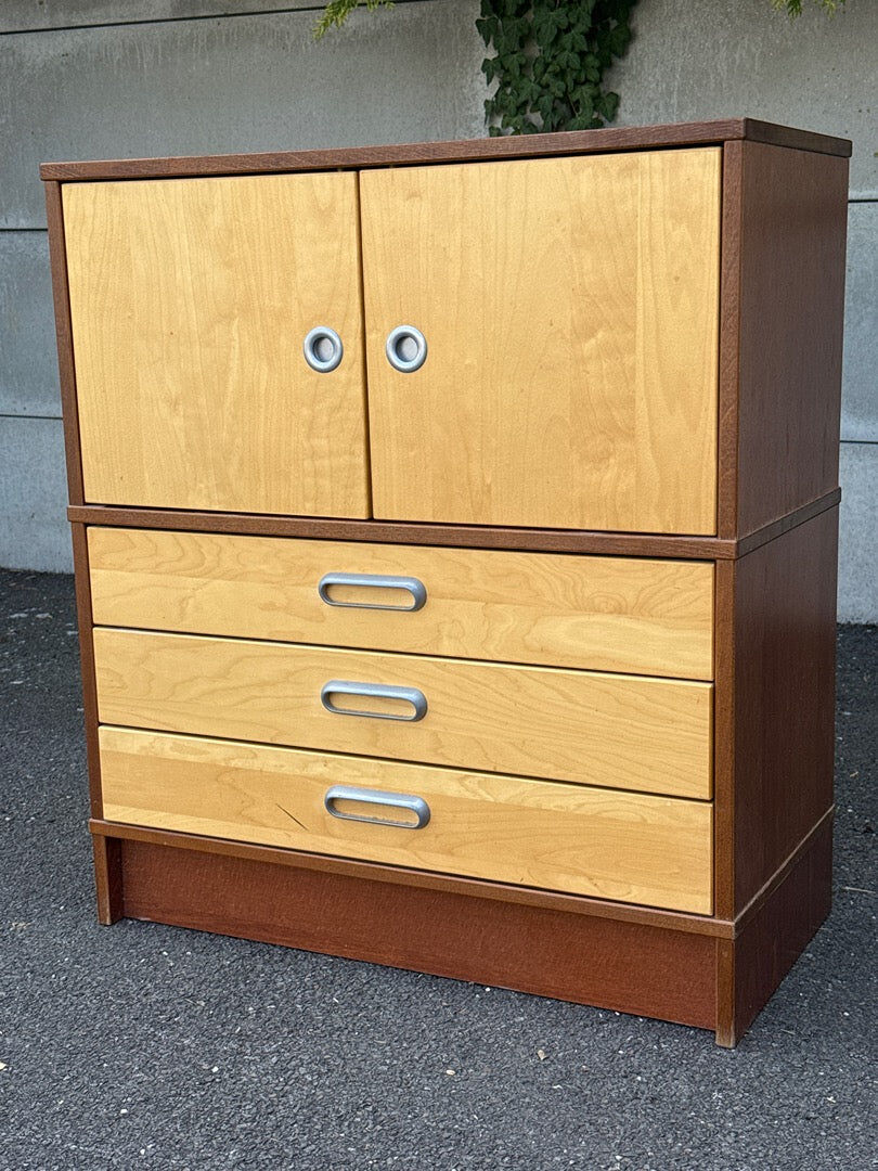 Brown storage unit – Ikea Effektiv – Storage – Two-tone wooden desk cabinet