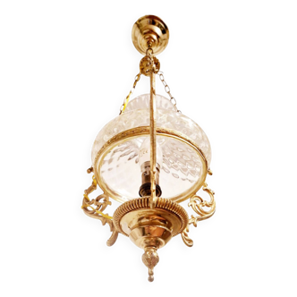 Lustre style néo-Louis XV - Laiton et verre soufflé