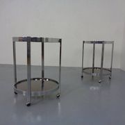 Mid-Century Glass & Metal Serving Bar Carts, 1960s, Set of 2