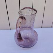Blown glass pitcher with bubbles, Biot glassware style, vintage.