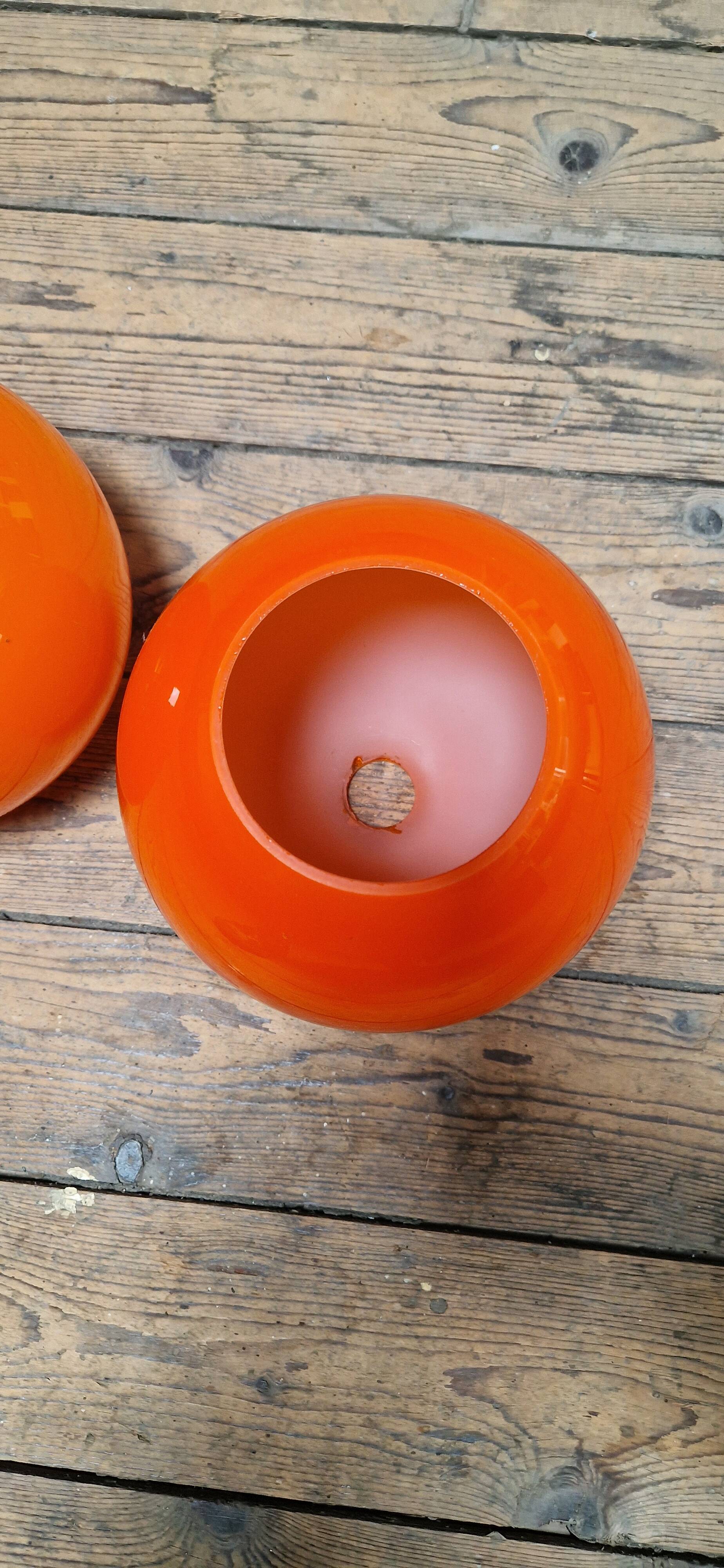 Vintage orange glass lampshade