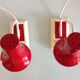 Pair of red and white bedside lamps 60