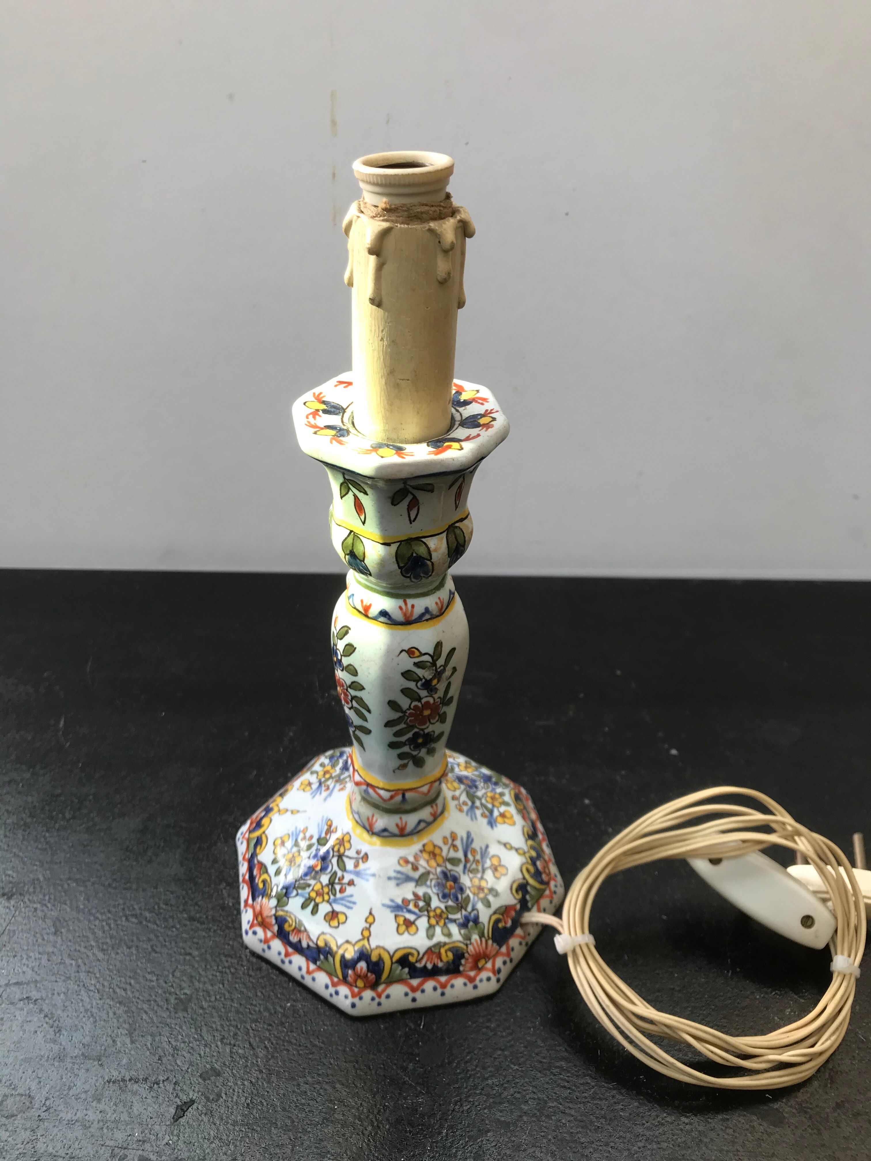 Former Moustiers ceramics painted vintage candlelight