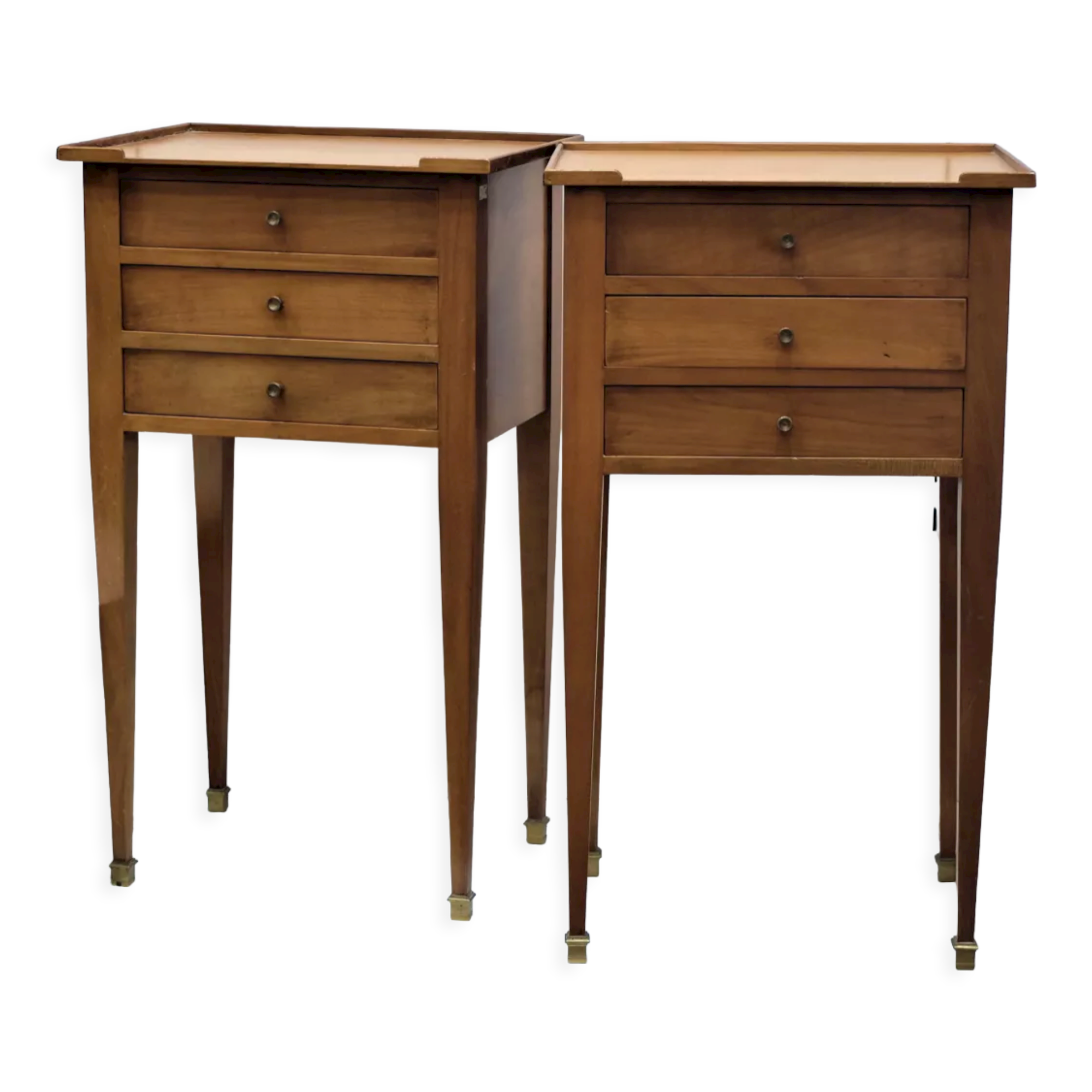 Pair of Louis XVI style cherry bedside tables