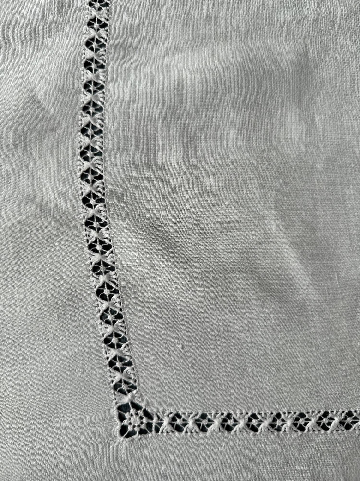 Large antique linen and cotton tablecloth 230x154.
