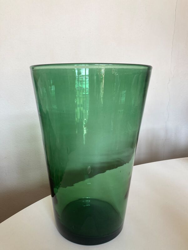 Vase en verre soufflé vert Empoli 1960 XXL design italien