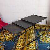 Vintage black metal trundle tables 1950