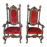 Pair of antique armchairs, carved in walnut