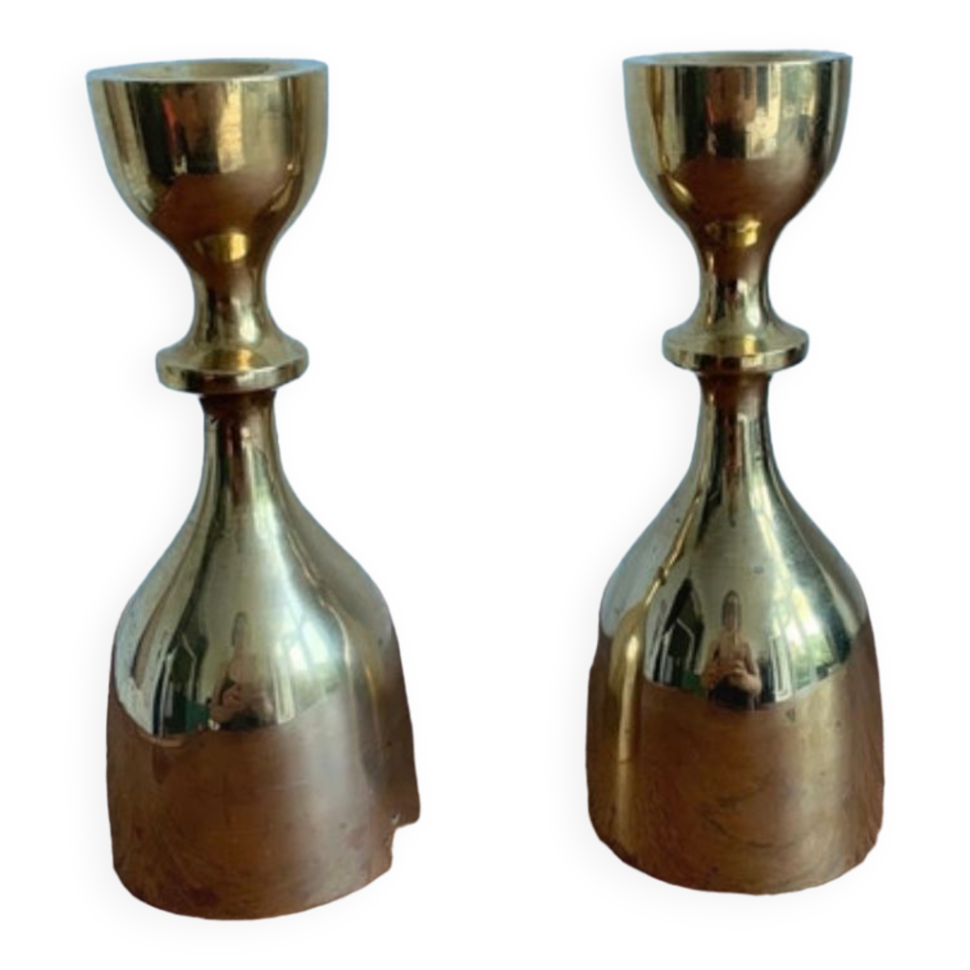 Scandinav brass candle holder duo
