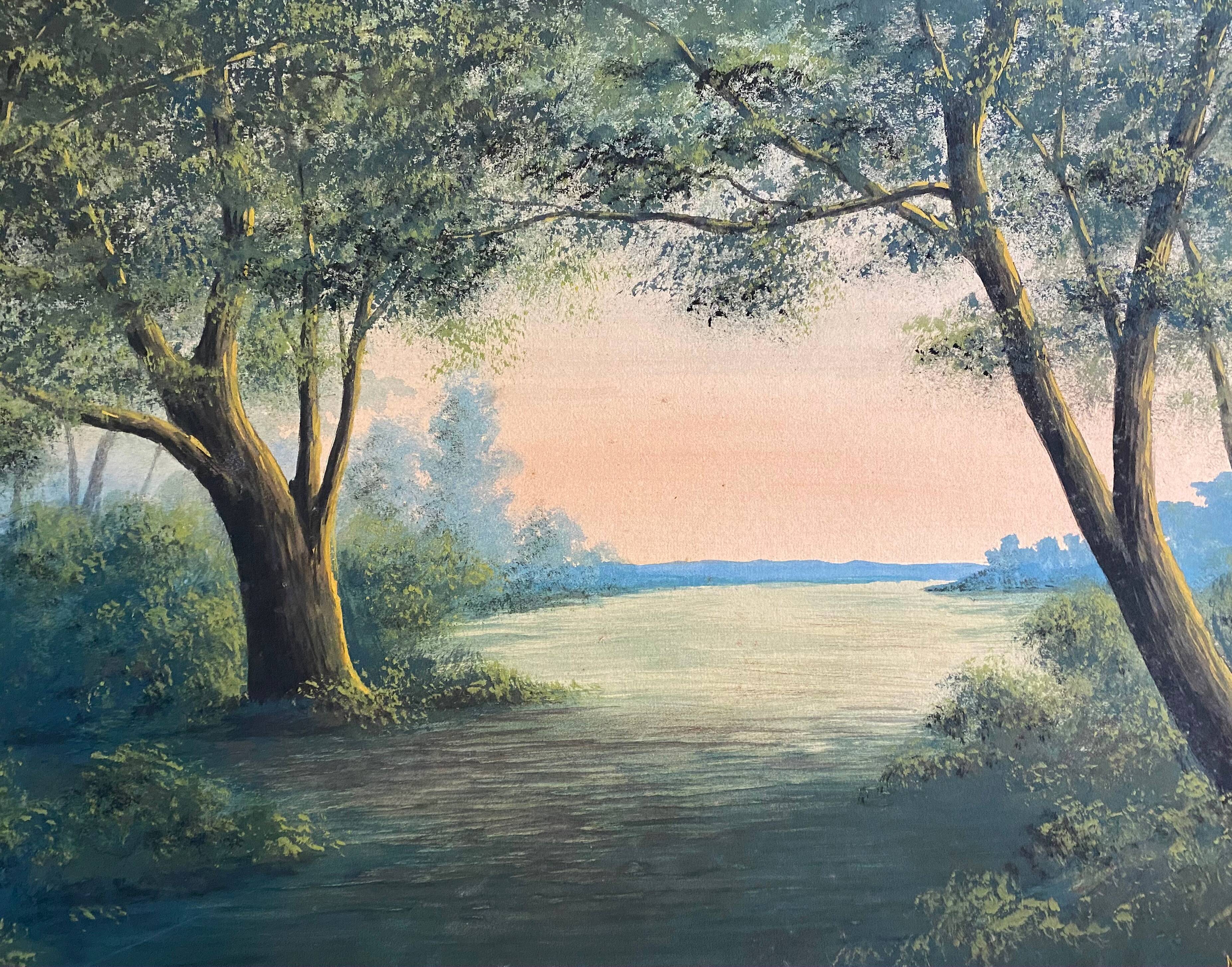 Paintings pendant of gouache "landscapes" signed m. lefelle around 1900