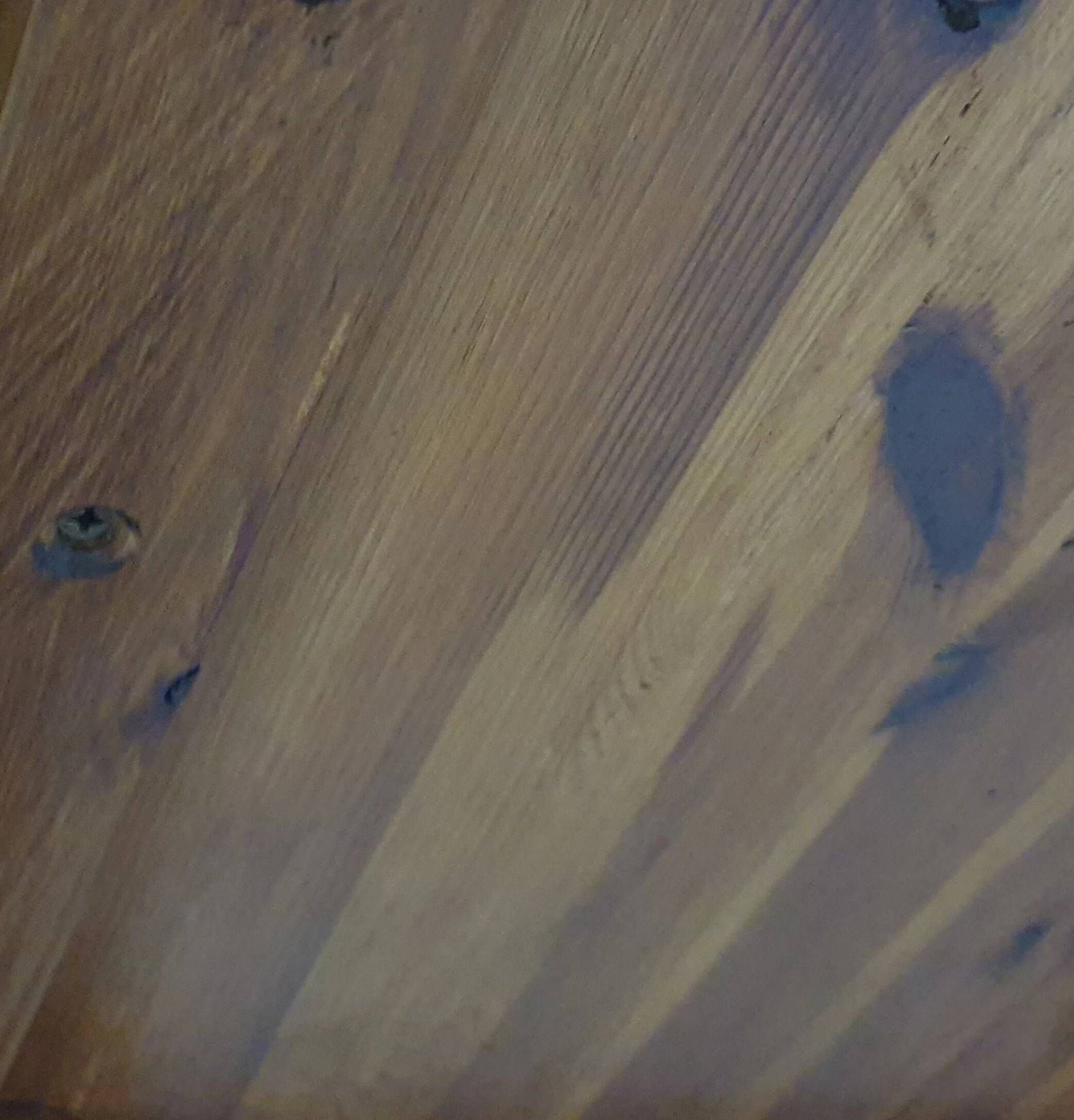 70s pine wood dining table / wood column leg table in 4-leg design with round top