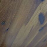 70s pine wood dining table / wood column leg table in 4-leg design with round top