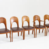Vintage Danish teak dining chairs by Niels Koefoed set of 8
