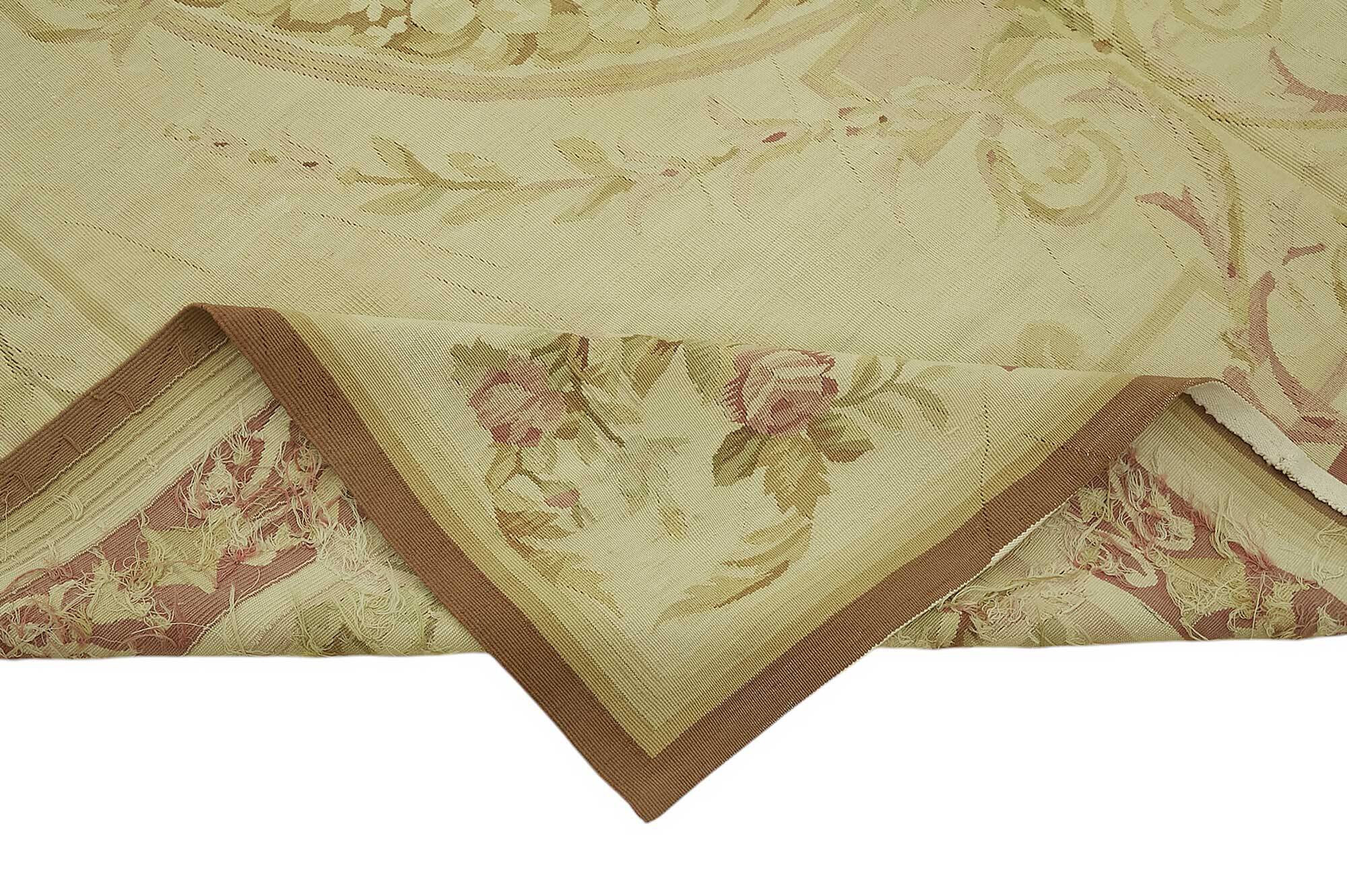 Handmade European Vintage Aubusson Kilim 237 cm x 290 cm