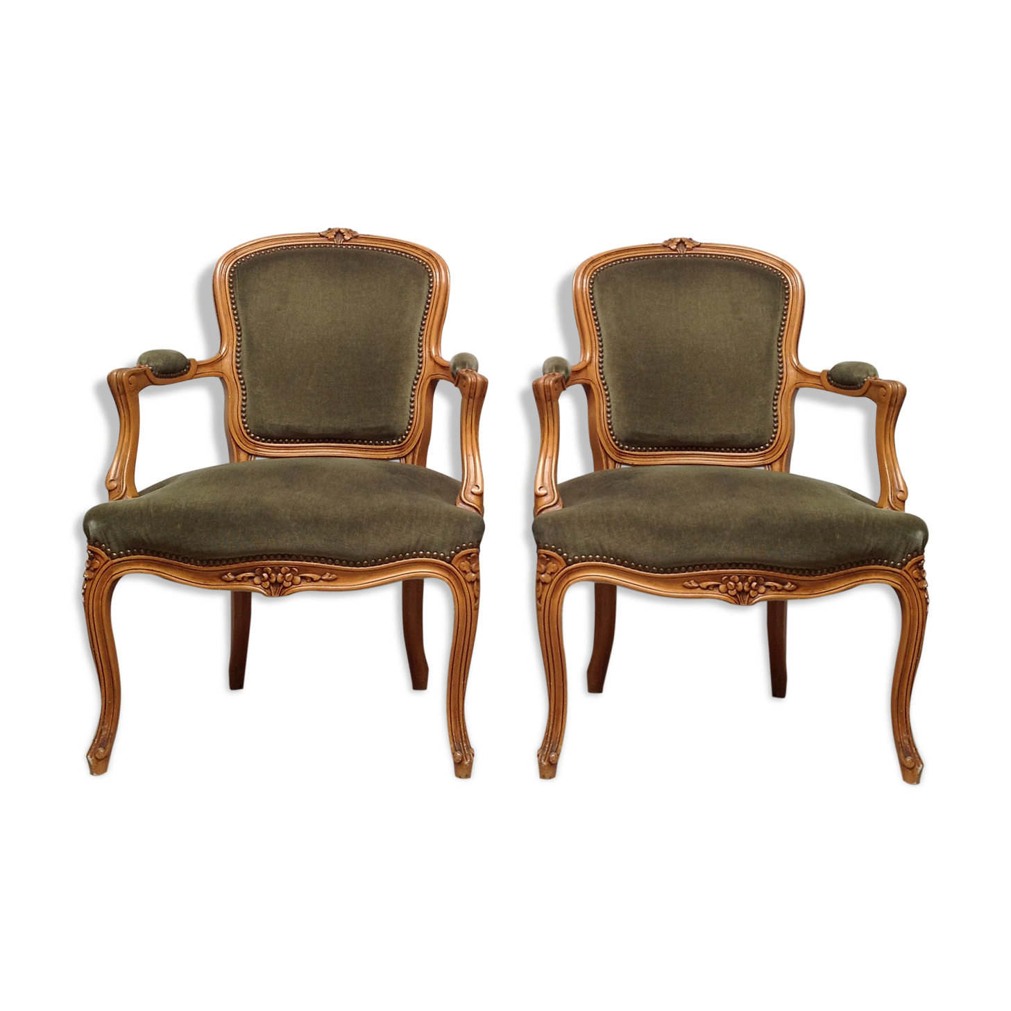 Pair of Louis XV convertible armchairs
