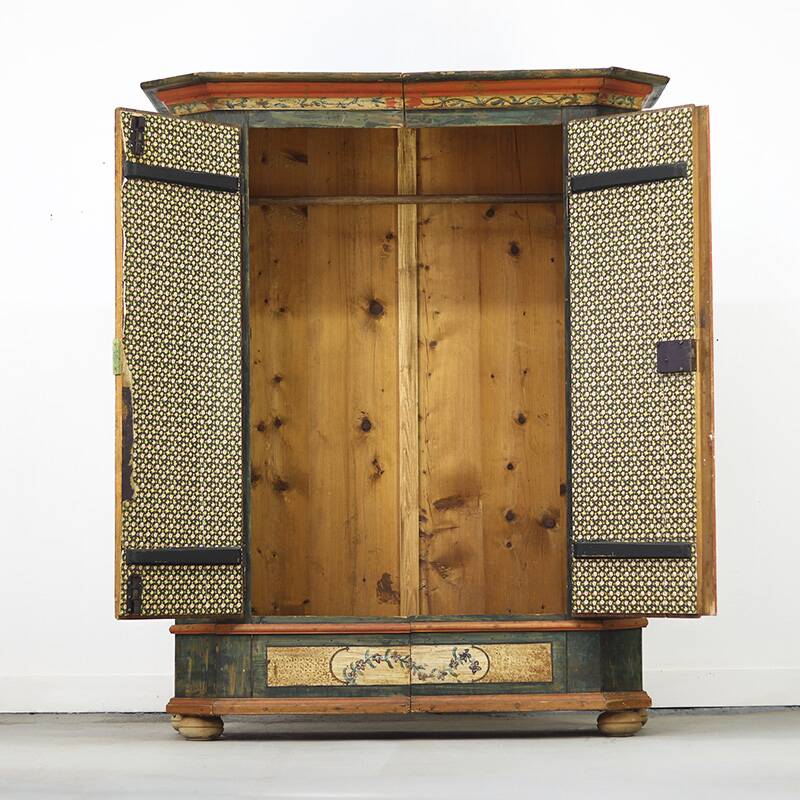 Painted Folk Art Bridal Cabinet