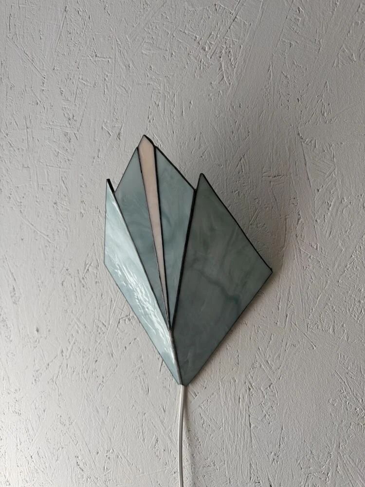 Vintage stained glass wall lamp 1970s